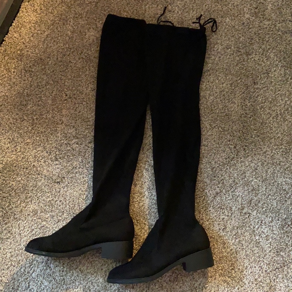 Black Suede Over the Knee Boots